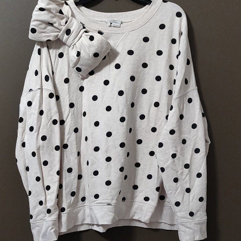 Kate Spade Live Colorfully Big Bow Polka Dot Sweatshirt SIZE XL